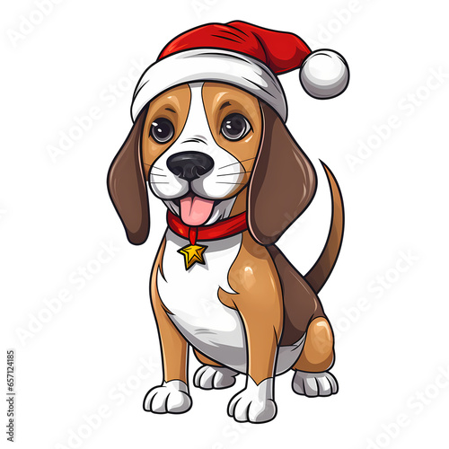 Cute Beagle Christmas Clipart Illustration © pisan