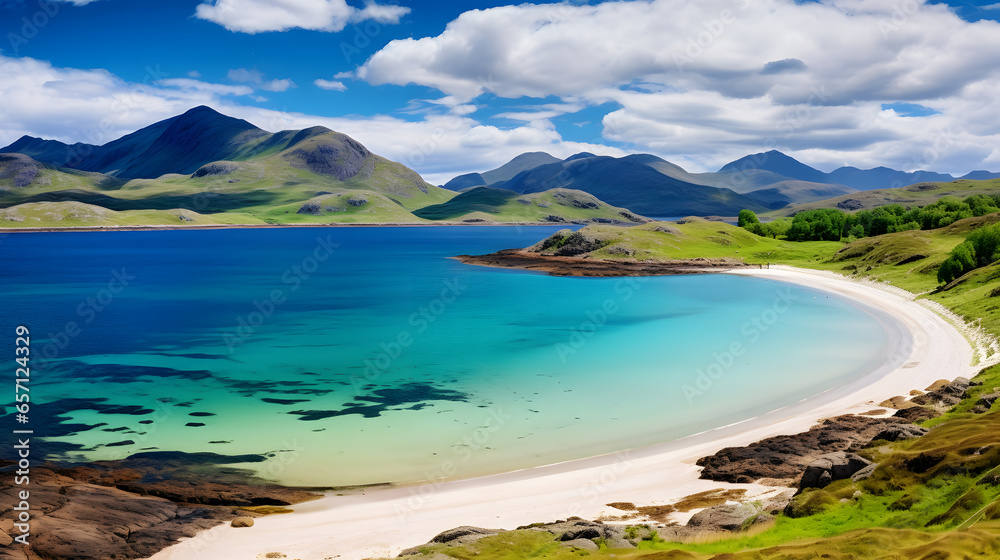 Lose yourself in the tranquil beauty of a beach. Golden sands, azure waters, and distant mountains make this an awesome Highland escape.