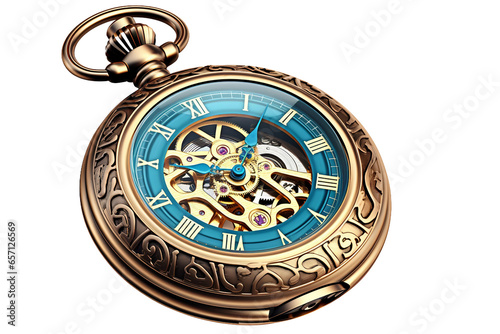 Intricately Designed Pocket Watch 3D PNG Icon.