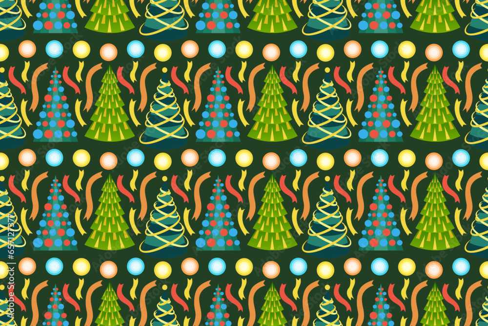 Christmas trees seamless pattern. Endless Christmas pattern with decorative stylized green firs.