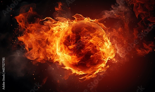 fireball with luxury smoke background, Generative Ai photo