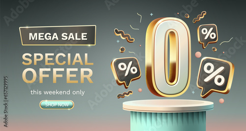 Zero commission, Limited offer, zero percent. Sign board promotion. Vector illustration