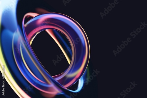 abstract torus ring bubble glass background in 3d render design.