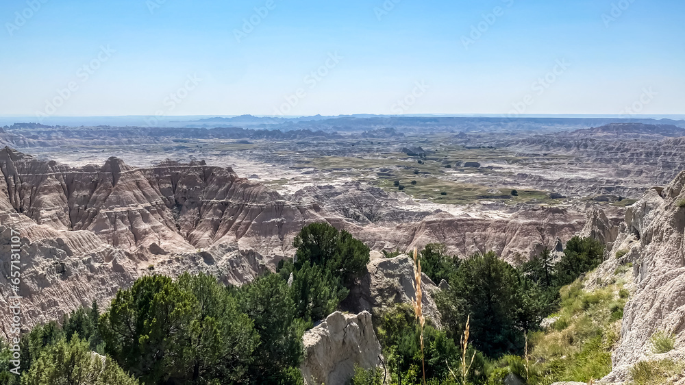Greenery in the Rock Formations of Badlands National Park