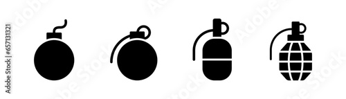 Grenade glyph icon. Bomb symbol. Grenade icon set. Bomb glyph icon. Stock vector illustration.