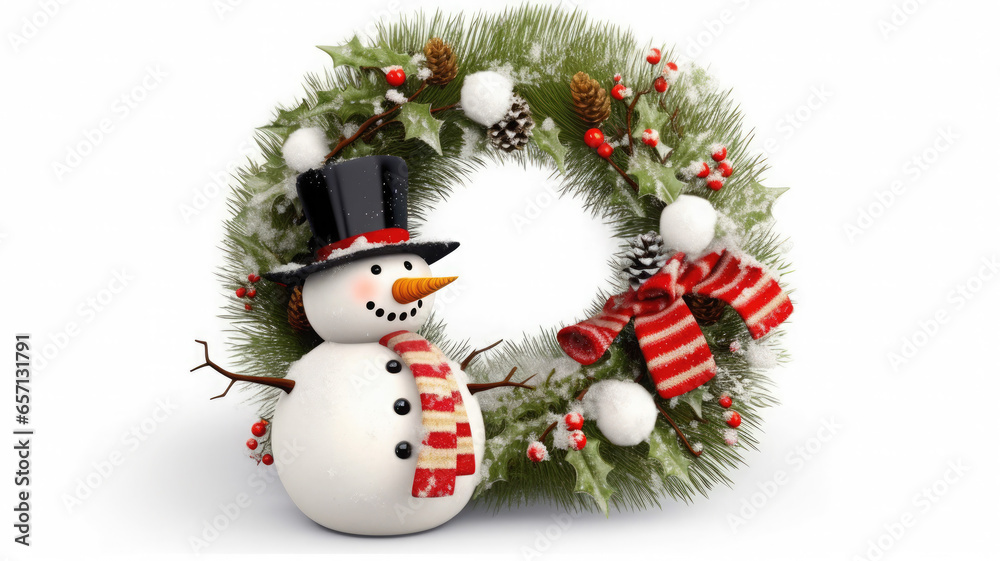 Obraz premium Festive Snowman Isolated on White