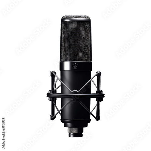 Black studio Microphone Modern mic isolated on transparent or white background