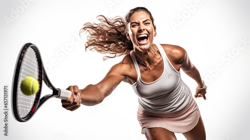 Female Tennis Player in Action