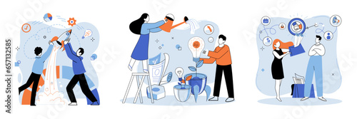 Successful project launch. Vector illustration. A successful business, emblem of calculated risks and rewards Project launch startup, promising beginning in dynamic world of entrepreneurship