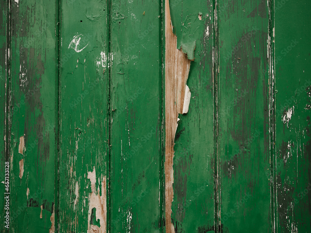 green paint on wood