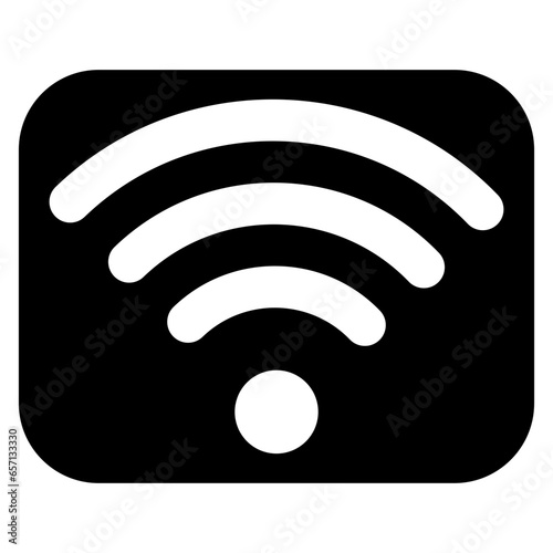 wi fi icon on metal internet button