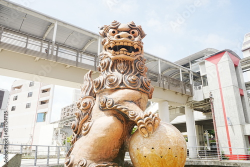 Shiisa or Lion Statue in Naha, Japan - 日本 沖縄 那覇 牧志 さいおん うふシーサー photo