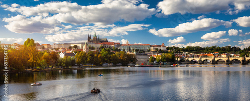 Photography Charles Bridge sunset view of the Old Town pier architecture, Charles Bridge over Vltava river in Prague, Czechia