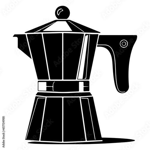 Moka Pot Vector Silhouette. talian coffee maker or moka pot.
