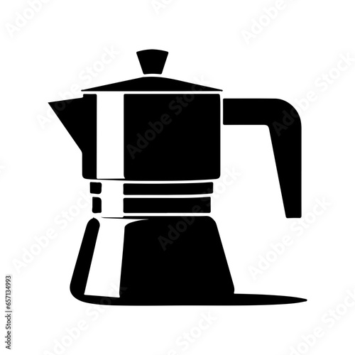 Moka Pot Vector Silhouette. talian coffee maker or moka pot.
