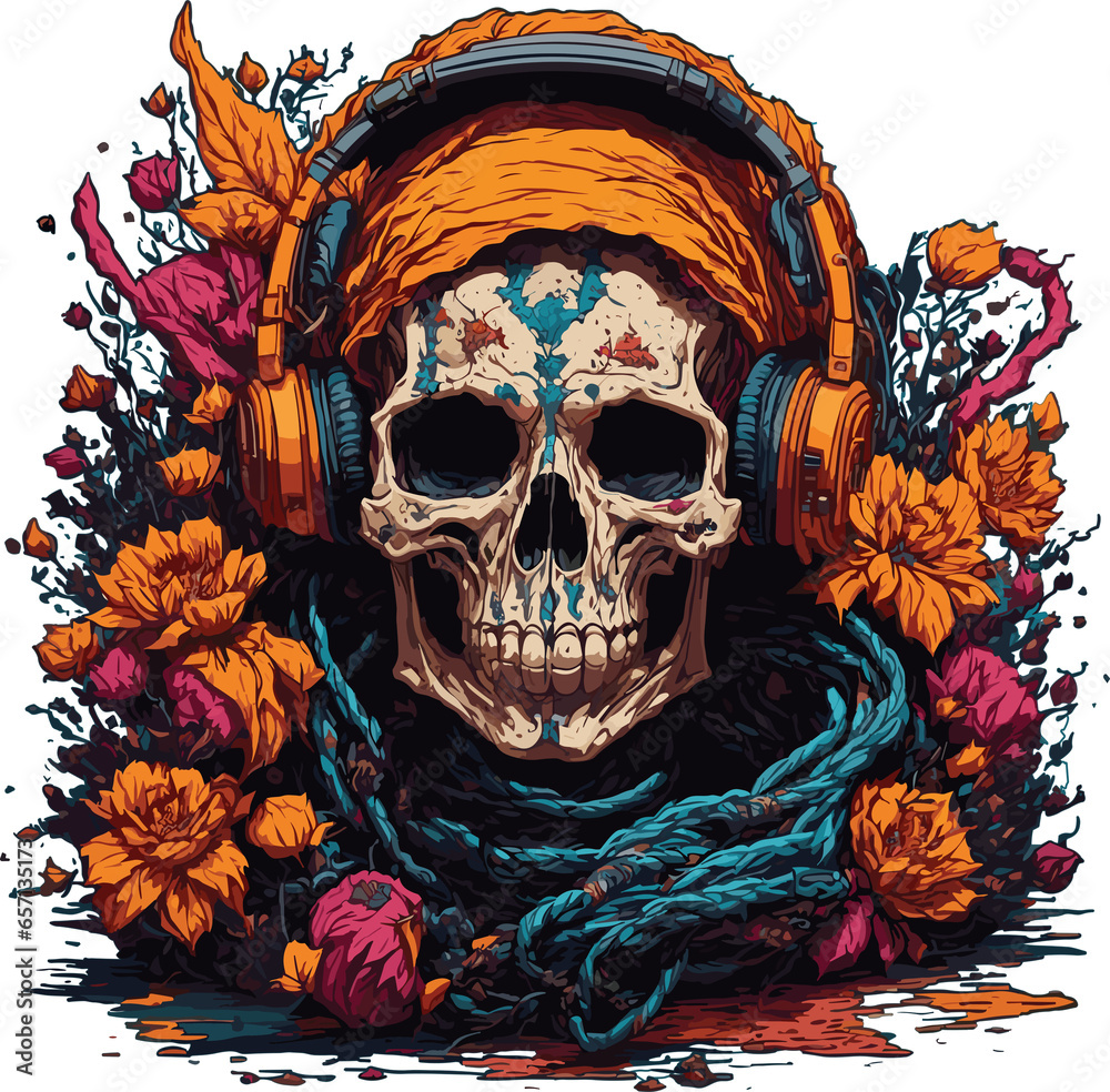 Skull with headphones Skull with headphones