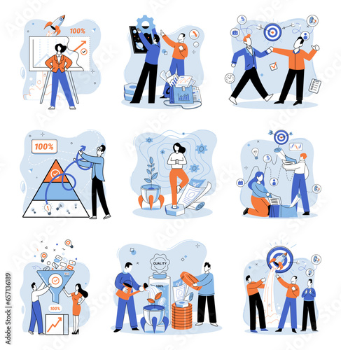 Successful project launch. Vector illustration. A successful business, epitome of determination and smart decisions Project launch startup, exciting embarkation into world of business A development