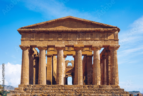 Valley of the Temples (Valle dei Templi), The Temple of Concordia, an ancient Greek Temple built in the 5th century BC, Agrigento, Sicily. Temple of Concordia, Agrigento, Sicily, Italy photo