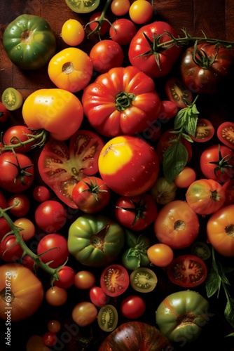 a cluster of juicy heirloom tomatoes