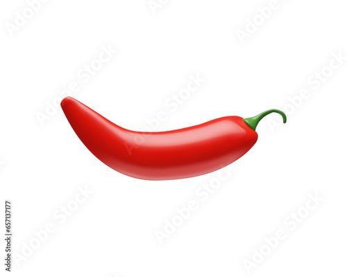 3D render Red hot natural chili pepper. Vector illustration vegetable realistic image with shadow in plastic style. Hot cayenne spice food. Ingredient for Mexican, Asian cuisine. Natural organic taste