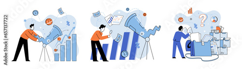 Promotion discount sale. Vector illustration. Flash sale online, sprint in marathon of e-commerce Sales index, seismograph detecting market shifts Forecast of future sales, oracle revealing business