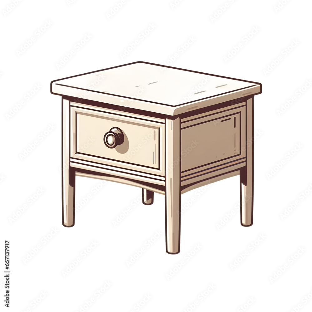 Beige end table illustration art with a white background generative AI. Beige end table illustration art with a white background generative AI.