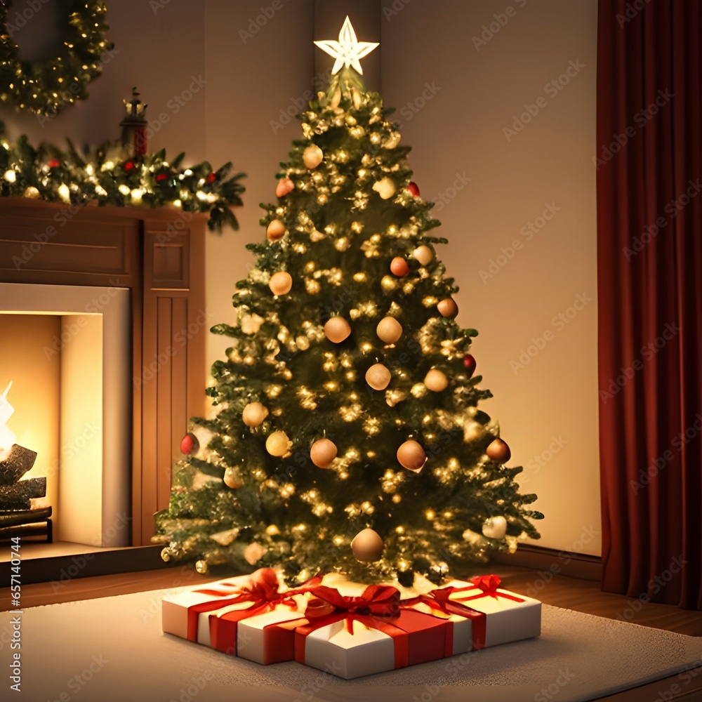 Joyful Season: Christmas Tree and Gifts.

