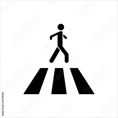 zebra cross icon, Street crossing symbol vector sign isolated on white background, Simple logo vector illustration for graphic and web design.
