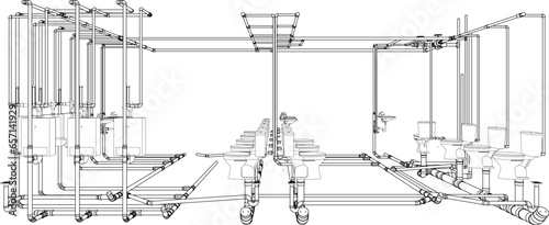 3D illustration of building piping