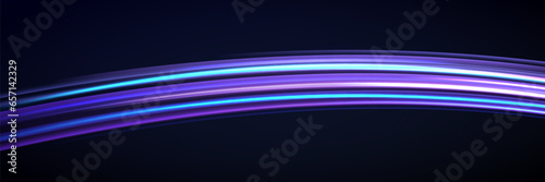 Neon speed lines. Dynamic light motion traces. Light trace wave, trace line.	