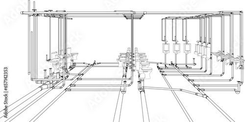 3D illustration of building piping