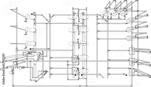3D illustration of building piping