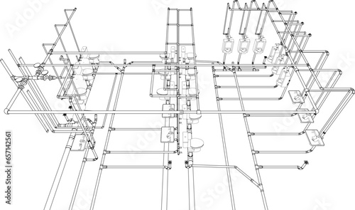 3D illustration of building piping