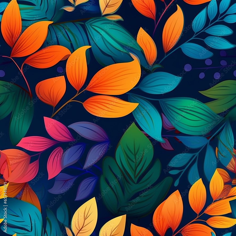 Leaves pattern. Generative AI. Leaves pattern. Generative AI.