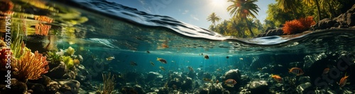 Beneath the Tropical Sea: Vibrant Marine Life and Lush Beauty in Clear Maritime Waters. © yumir