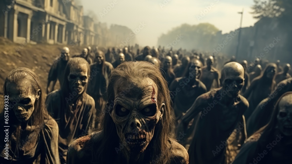 Group of Zombie hordes in the city.