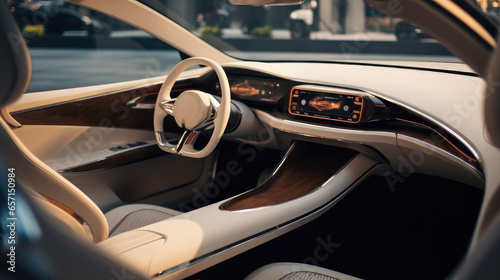 Luxury concept car interior. © visoot