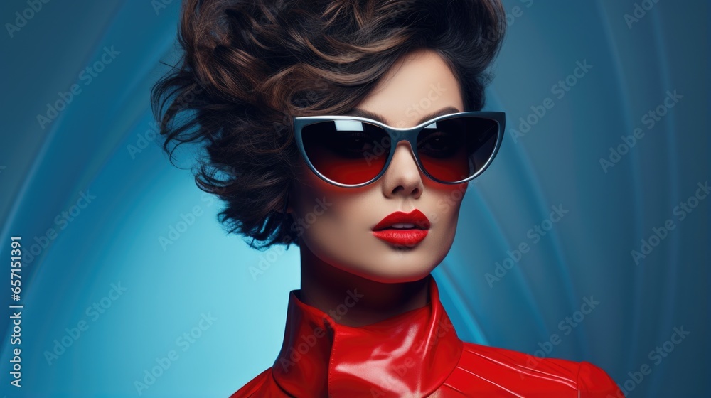 photo of a beautiful woman with a stylish hairstyle, wearing stylish glasses, close-up photo of a beautiful woman with a stylish hairstyle, wearing stylish glasses, close-up