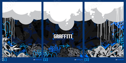 Abstract Dark Graffiti Style A4 Poster Vector Illustration Art Template