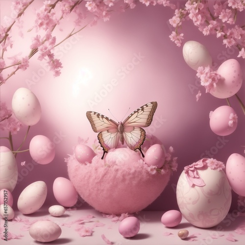 pink eggs and flowers