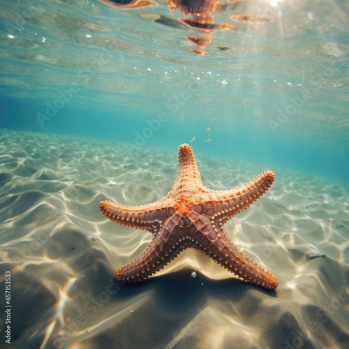 Starfish underwater in the ocean.