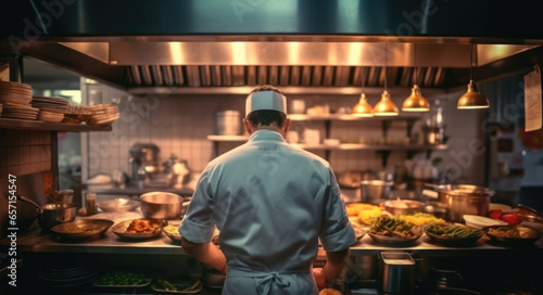 Chef in the kitchen of a modern trendy restaurant.