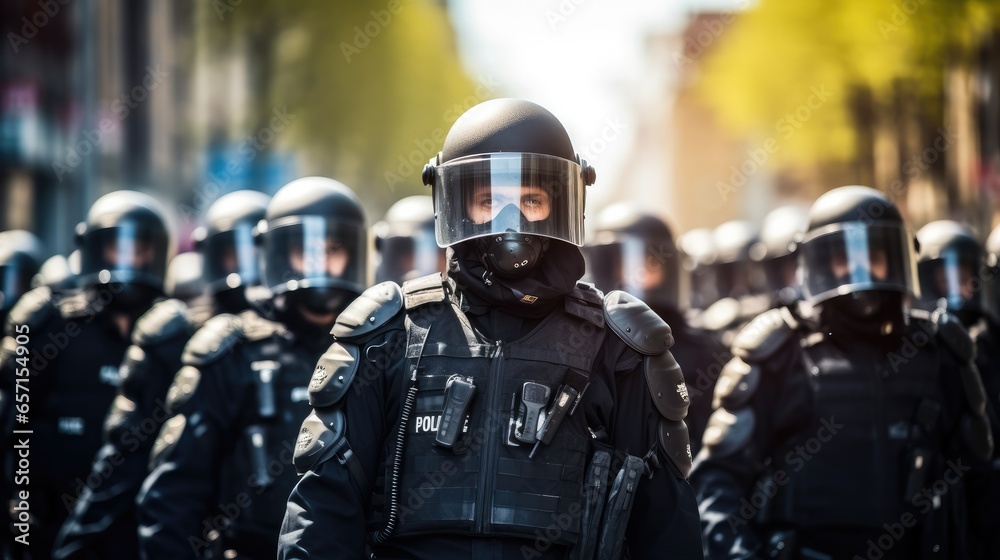 Riot Police during a people demonstration to disperse the crowd. Riot Police during a people demonstration to disperse the crowd.