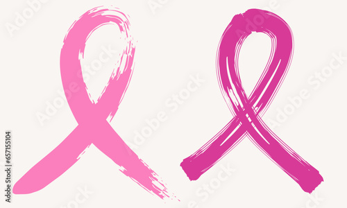 Breast Cancer Awareness Month ribbon element. Hand drawn pink crayon ribbon. 15 October. awareness symbol, for flyer and poster.