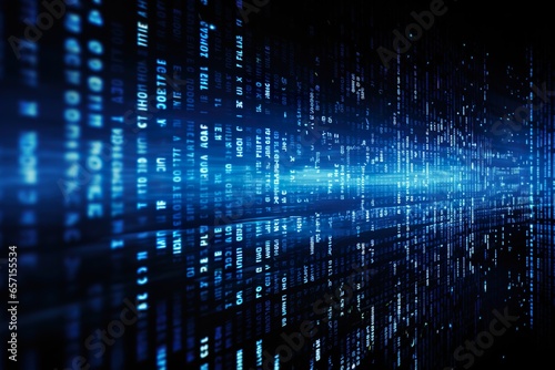 Blue digital binary data on computer screen motion background