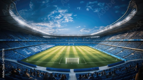 Soccer stadium blue tone. © visoot