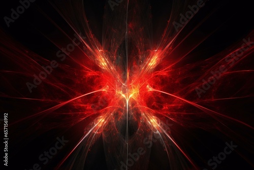 Abstract red fractal light background. Generative AI