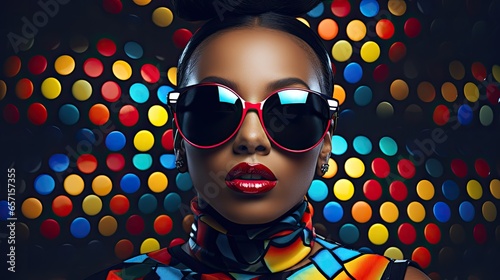 Black trendy model wearing sunglasses
