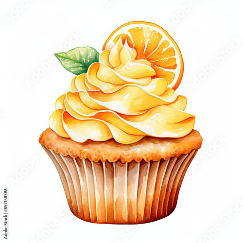 orange fruit cupcakes with cream