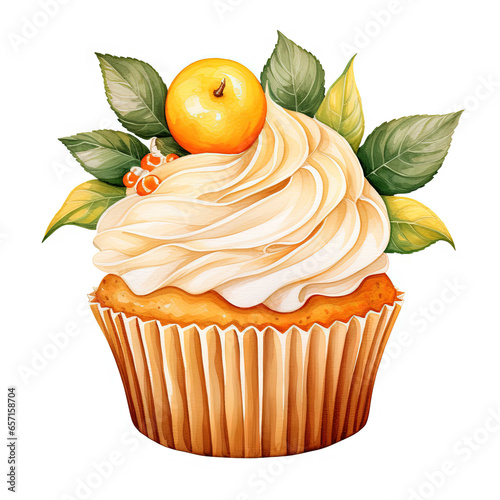 cupcake with orange and mint